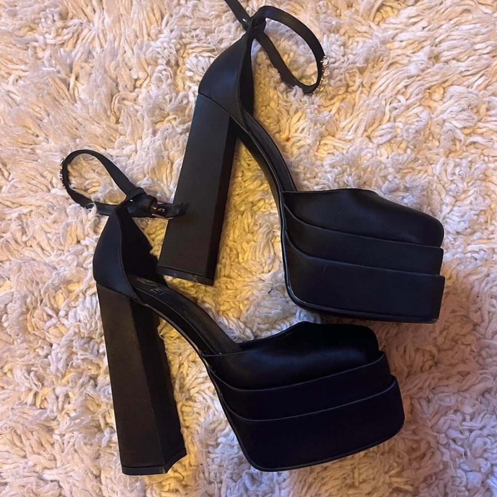 black platform heels